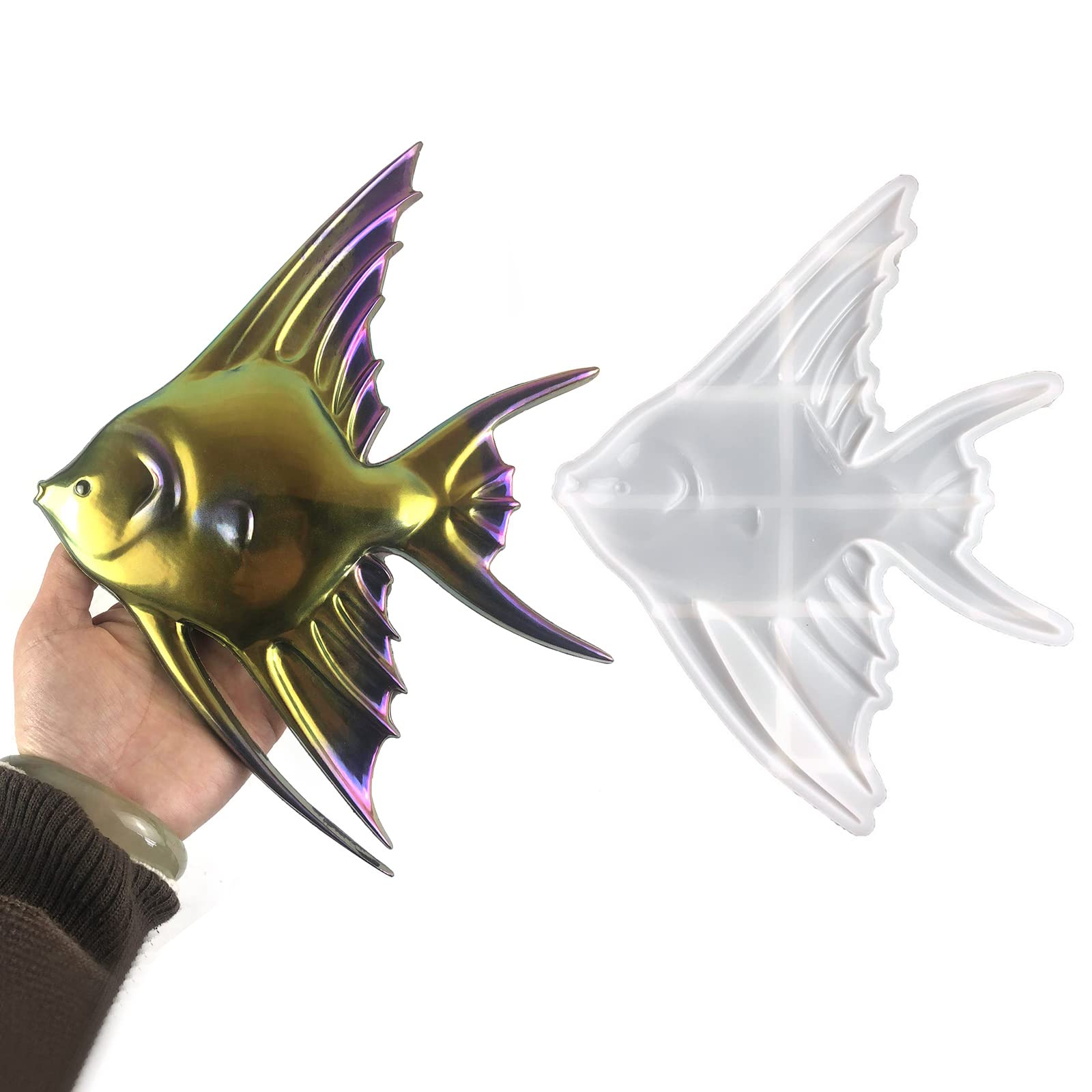 DANLE DIY Angelfish Oranment Resin Casting Mold,Crystal Silicone Mould for Epoxy Resin,Handmade Home Wall Decoration Craft Making Tools