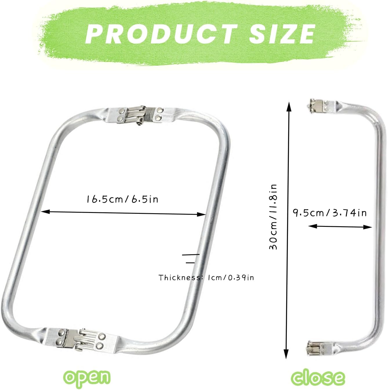 2Pcs Aluminum Purse Frame, 12" Rectangle Lock Frame, Handbag Clutch Frame, Metal Purse Frame, Kiss Lock Clasp Bag Frame, Hardware Replacements for DIY Purse Making Supplies Bag Sewing