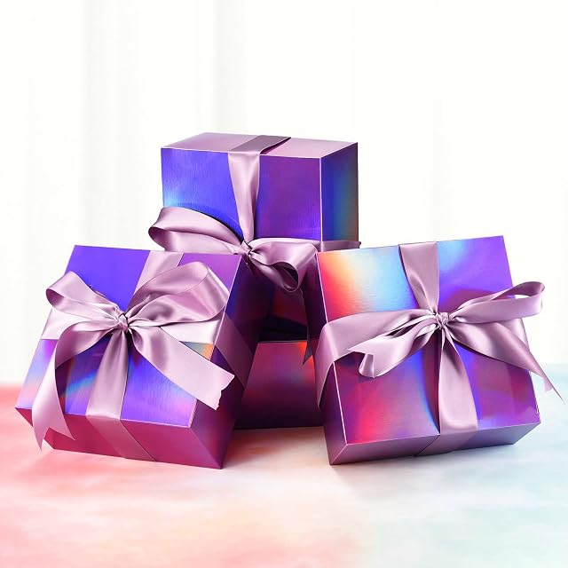 Gift Boxes,Gift Boxes with Lids,10 pcs 20 * 20 * 10 cm(8x8x4in) Gift Wrap Boxes, Decorative Boxes for Gifts,Bridesmaid Proposal Boxes,Rainbow Gradient Gift Boxes (Rainbow)