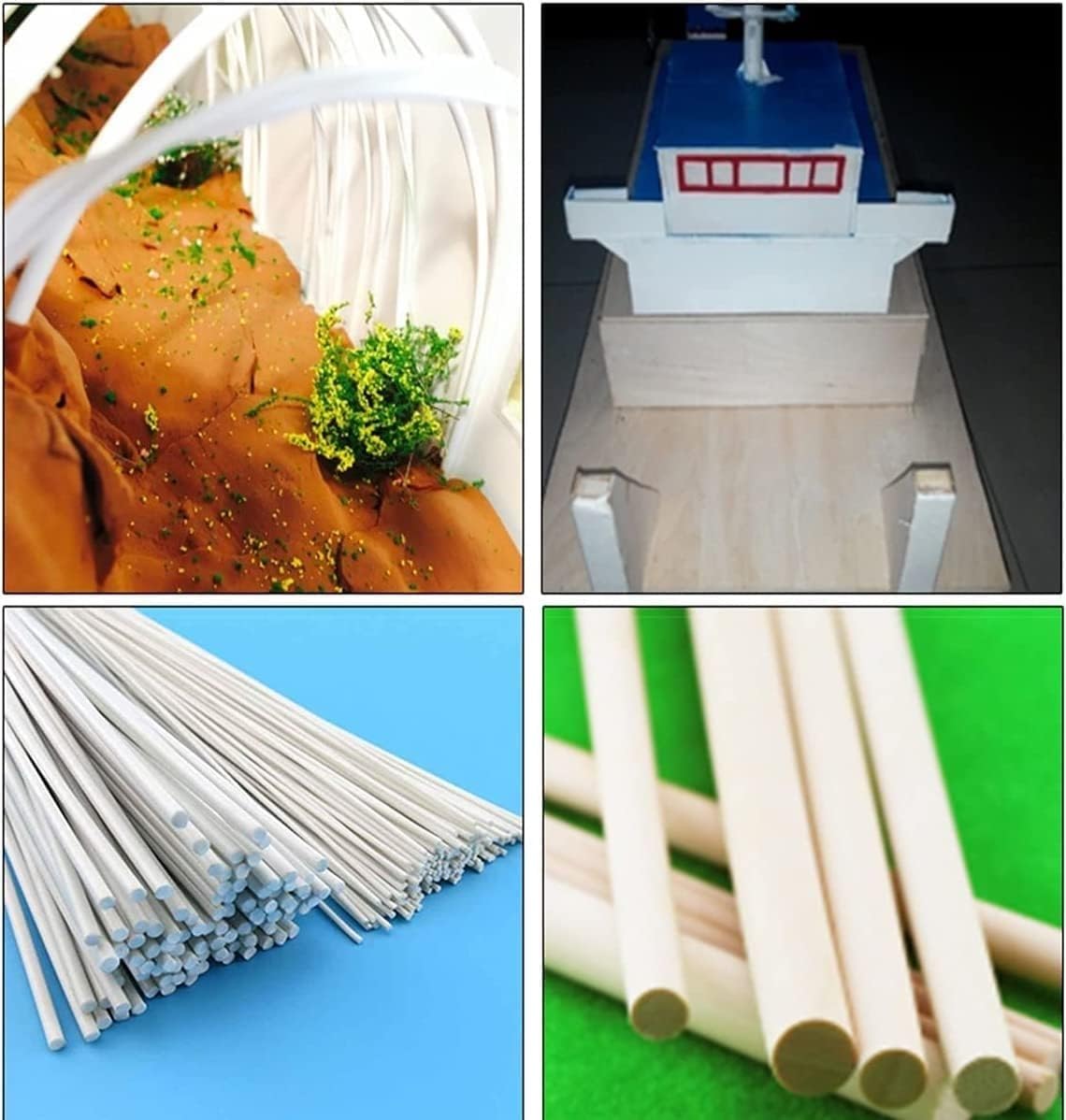 40 Barre Tonde in Plastica ABS Stirene Bianco 0.5-10mm x 500mm per Modellismo