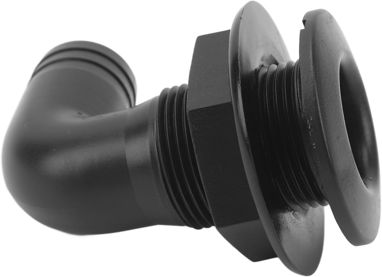 Acouto 90-Degree Thru Hull Fitting, Marine Thru Hull Connector Leakproof Ergonomic Rugged 90° Thru Hull Fitting Boat Drain Plug for Yacht Boats (Black)