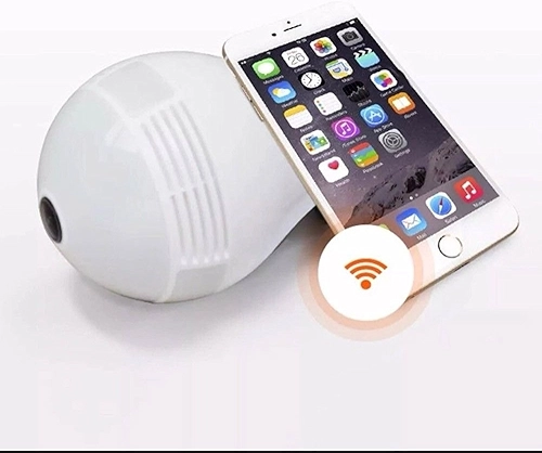 Camera Lampada Alta Definicao 360 Panoramica Espia Wifi Ip Seguraca Vr V380