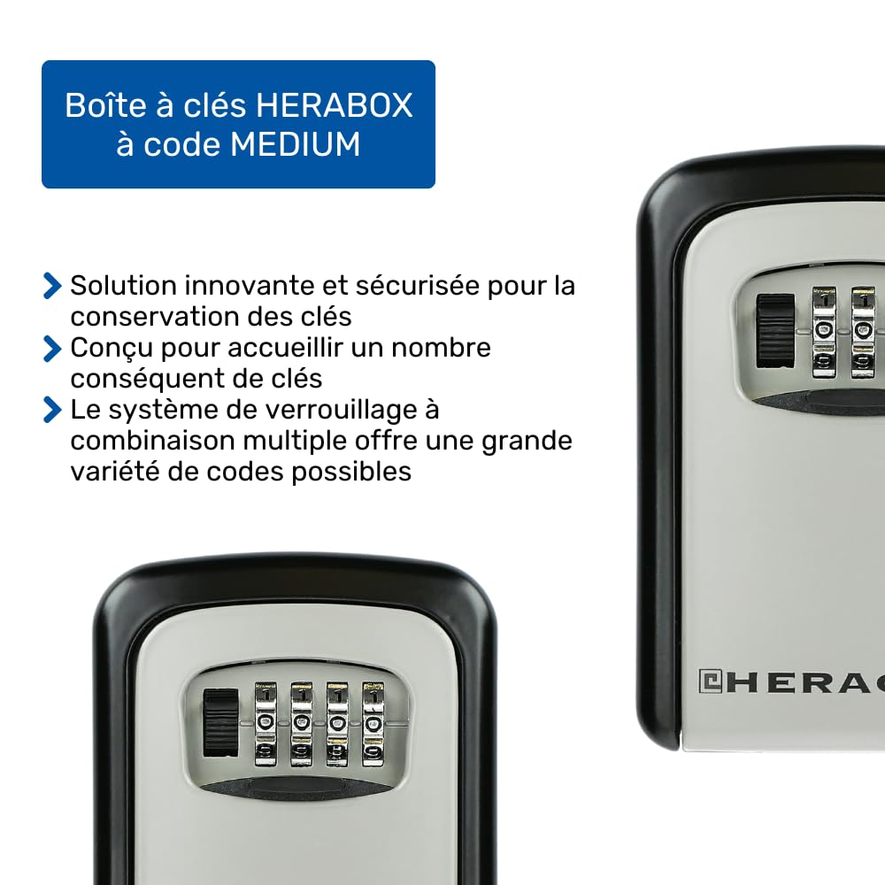 Boîte à Clés à Code Herabox Medium - HERACLES - Sécurisez vos Clés avec Fiabilité