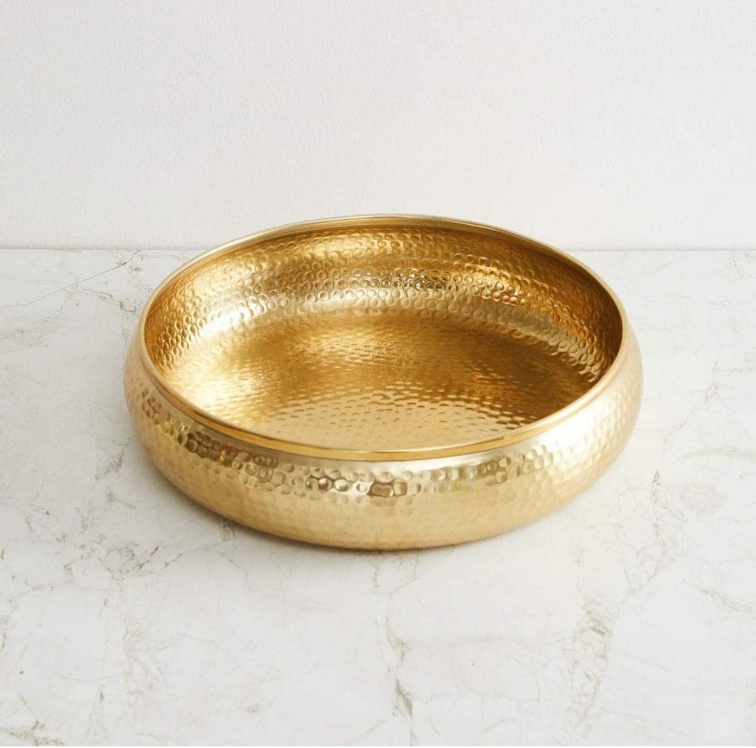 6 inch Flower Decorative Urli Bowl for Home Handcrafted Bowl for Floating Flowers and Tea Light Candles Home,Office and Table Decor| Diwali Decoration Items, Gold Pack of 1-image-18