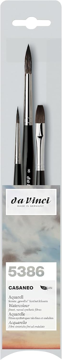 da Vinci Watercolor Series 5386 Casaneo Paint Brush Set, New Wave Synthetics, 3 Brush Set