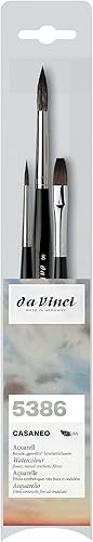 Miniatura 12 de da Vinci Pinceles 5598 Casaneo Redondo Grande (Tamaños 5, 6, 8, 10) Juego de Pinceles para Artistas, Negro, 4