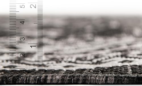 Miniatura 154 de Rugs.com Outdoor Aztec Collection Alfombra – 4 x 6 pies alfombra de tejido plano gris carbón perfecta para salas de estar, grandes comedores, planos