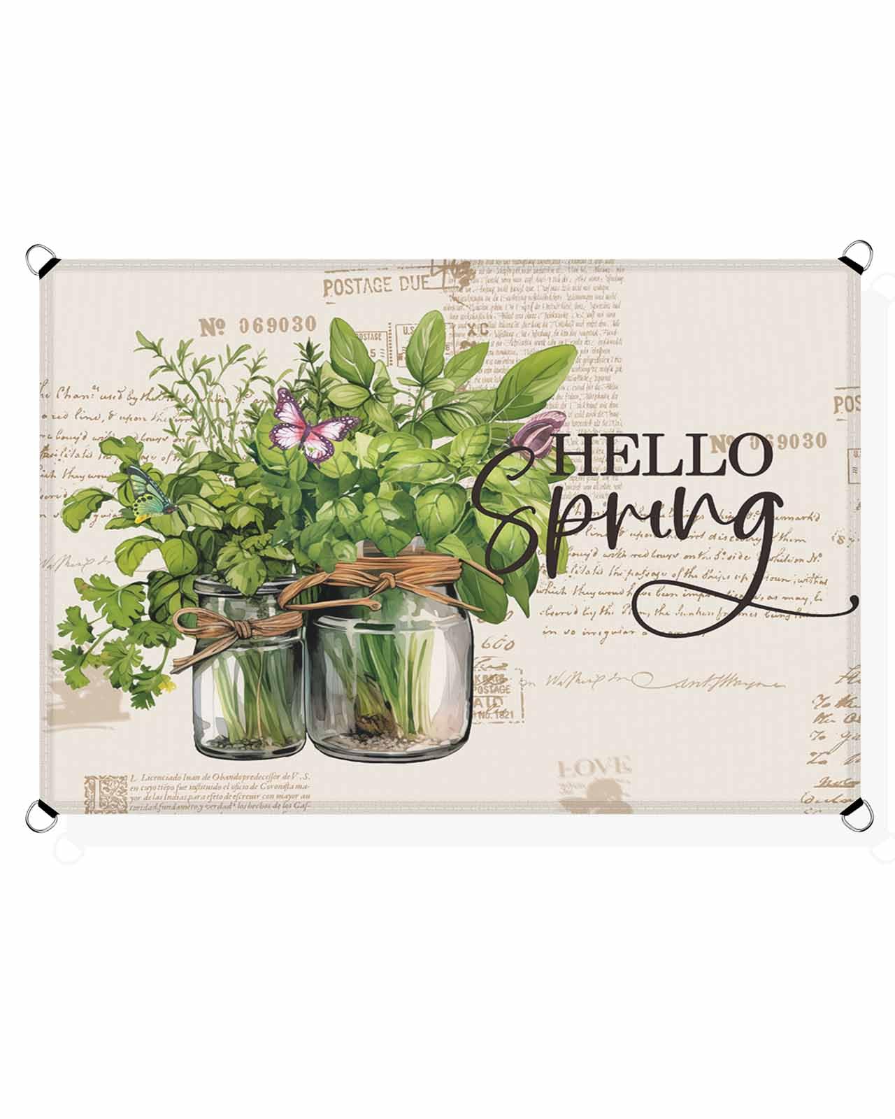 Green Botanical Leaves Sun Sail Shades Rectangle Canopy,Sunlight Block Heavy Duty Curved Backyard Shade Cover,Waterproof Sun Shades for Patios Outdoor,6.5'x10' Bottle Pastoral Country French Style