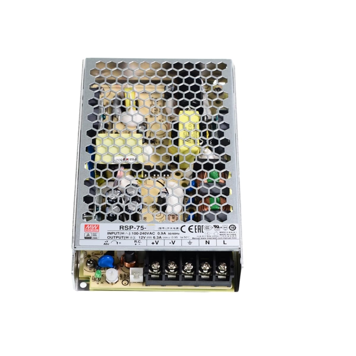 Alimentatore switching RSP 75W 6,3A，RSP-75-12 Trasformatore driver di alimentazione chiuso a uscita singola AC/DC con funzione PFC