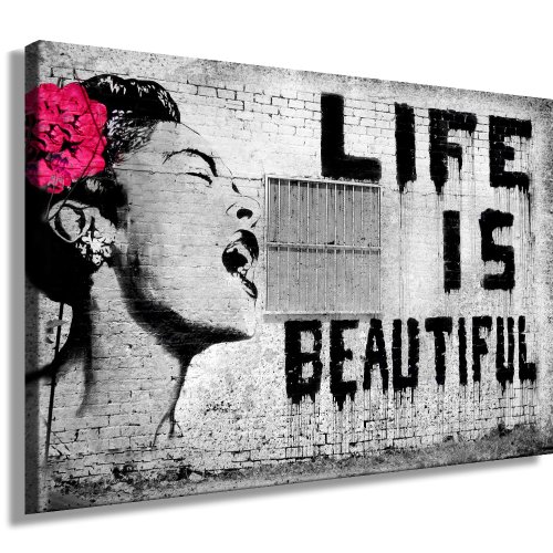 Banksy Druck auf Leinwand \'Banksy\' Graffiti - Bild 120x80cm, Pop Art Kunstdruck, Wandbild, Deko Banksy Druck auf Leinwand \'Banksy\' Graffiti - Bild 120x80cm, Pop Art Kunstdruck, Wandbild, Deko