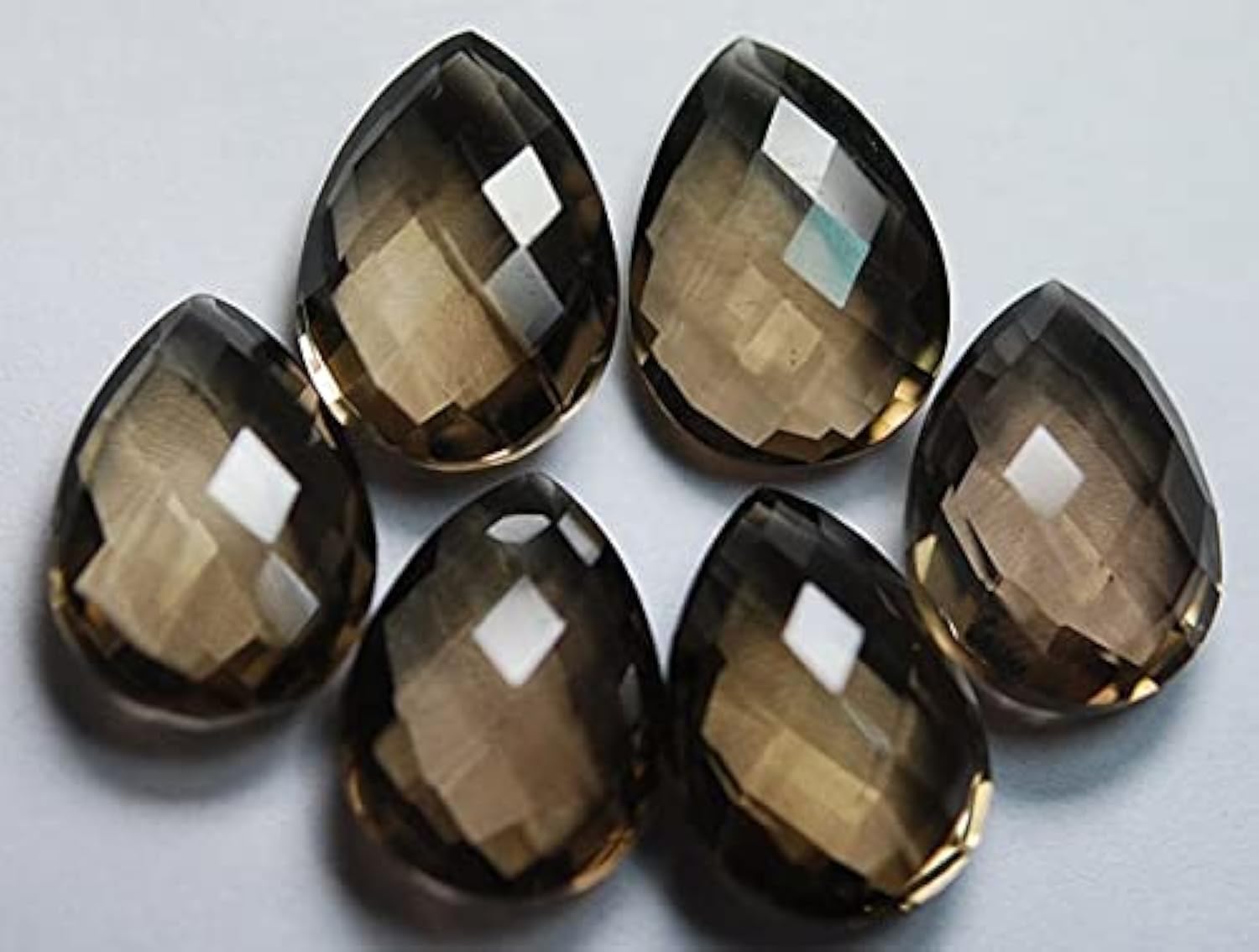 Quartz fumé briolette poire 10x16mm pour création de bijoux DIY