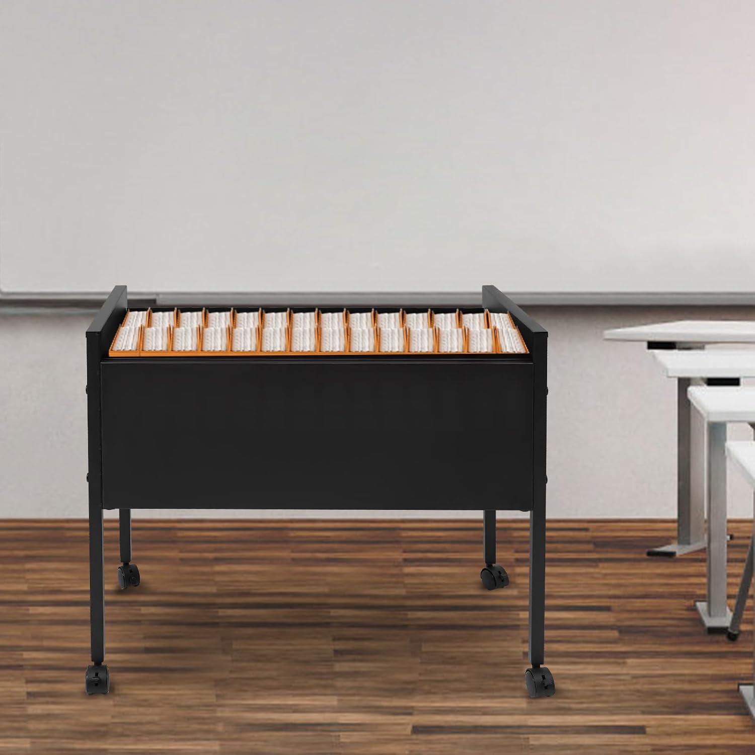 CNCEST Rolling File Cabinet, File Organizer with Wheels, Rolling File Cart for Hanging Files (Black)
