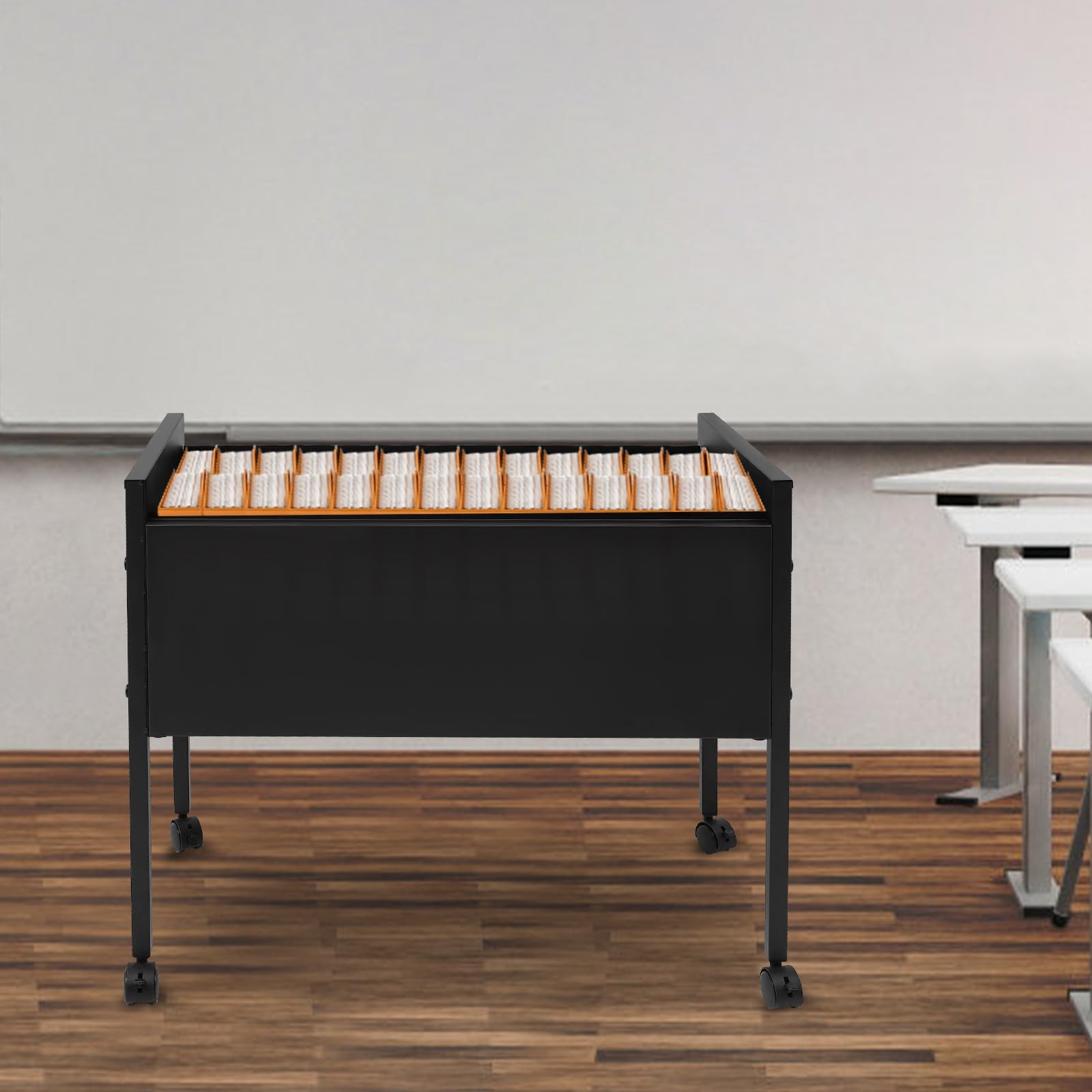 Archivador enrollable con ruedas, archivador colgante, 80 carros de oficina, archivador con ruedas, armario para oficinas, salas de conferencias, estudio, apartamentos, 70 x 37 x 60 cm (negro)