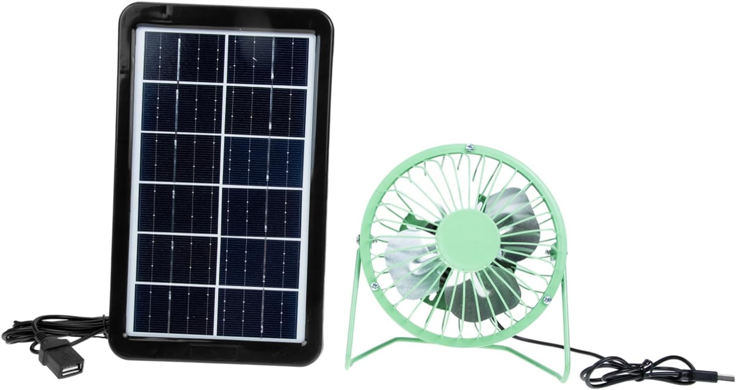 balacoo 1 Set Solar Fan Misting Fans for outside Outdoor Mini Fan Table Top Fans Portable Coolers Desktop Air Mini Air Cooler Rv Fan Small Table Fan Student Wrought Iron No Noise, 14X14CM