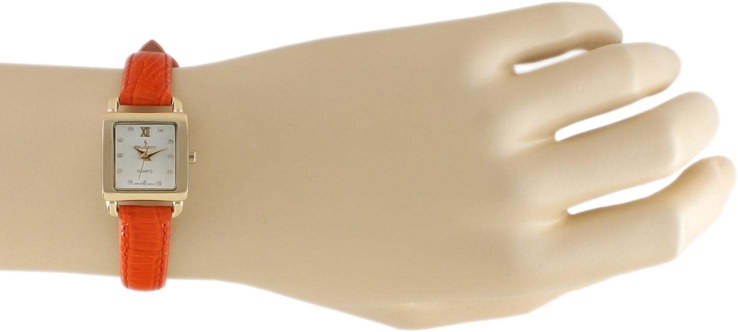 Women's 20mm Square Watch with Glossy Red Leather Strap - Image 4