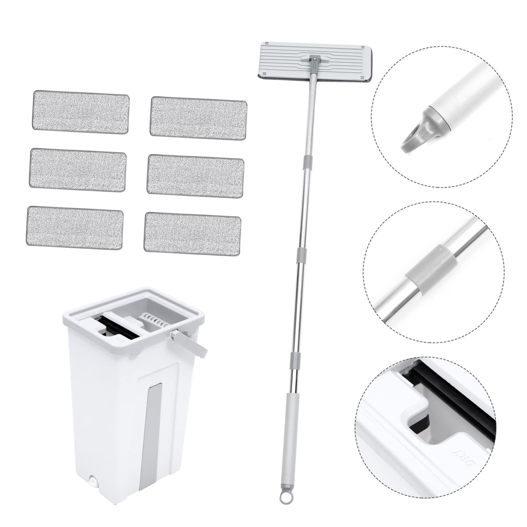 Trapeador de Microfibra con Cubo, Juego 1 Set con 6 Paños | Mango Integrado, Plástico y Acero Inoxidable, Limpieza Rápida y Portátil, para Uso Doméstico