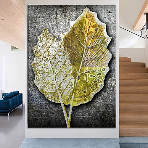 Affiche abstrait tropique feuille d'or KEBIA impression sur toile haut de gamme 60x90