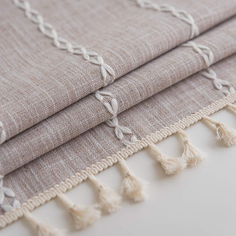Coton et Lin Nappe 105x175cm, Poussière Tissu de Table à Manger, Lavable Entretien Facile Résistant Résistance aux Rides Antibactérien, pour Maison,Mariage Cérémonie - Marron