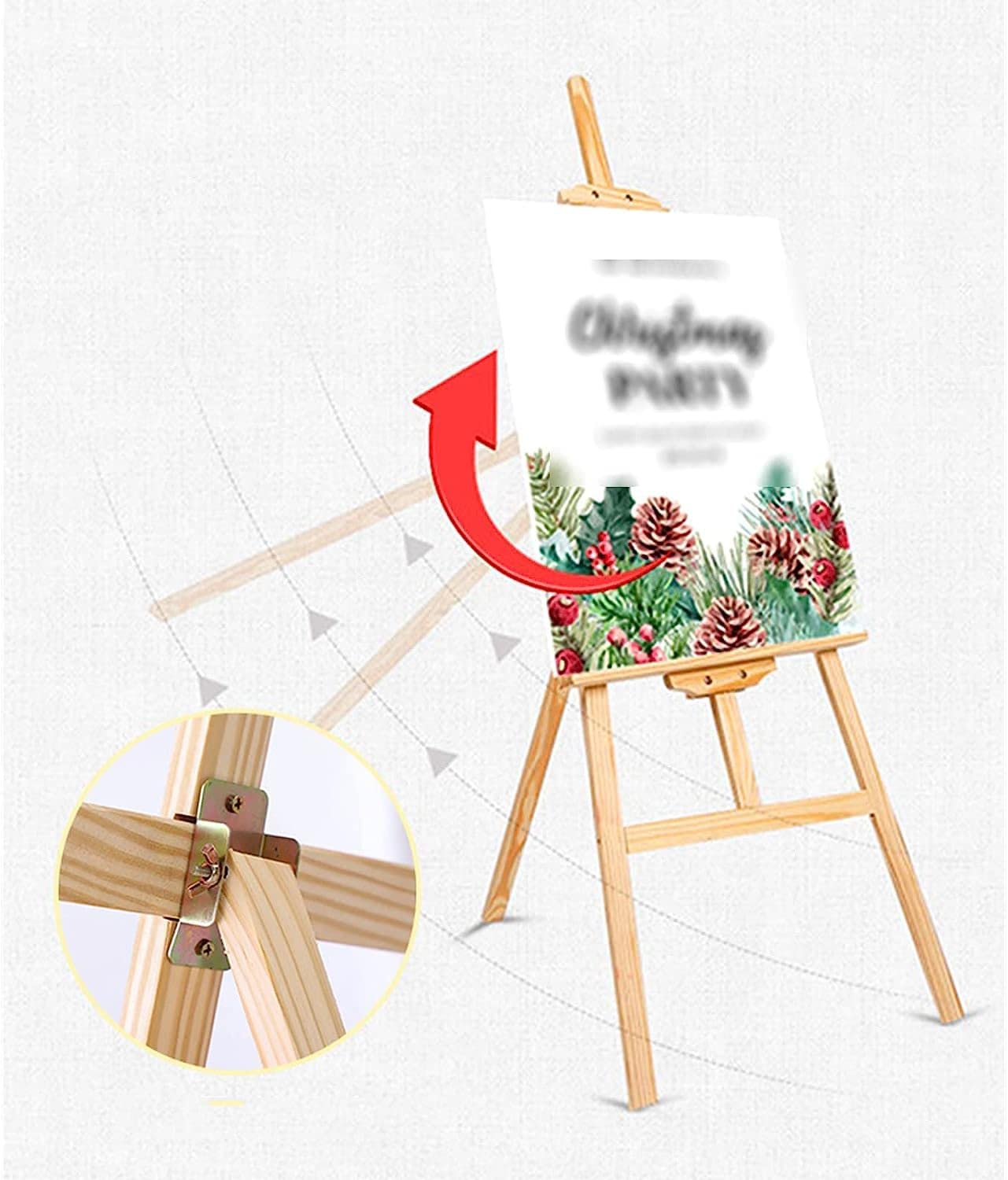 Sztaluga malarska drewniana, Stojak na sztalugi, wysoki na 150 cm uchwyt do malowania A-Frame składana drewniana sztaluga przenośna sztaluga artystyczna dla dorosłych, artystów i początkujących,