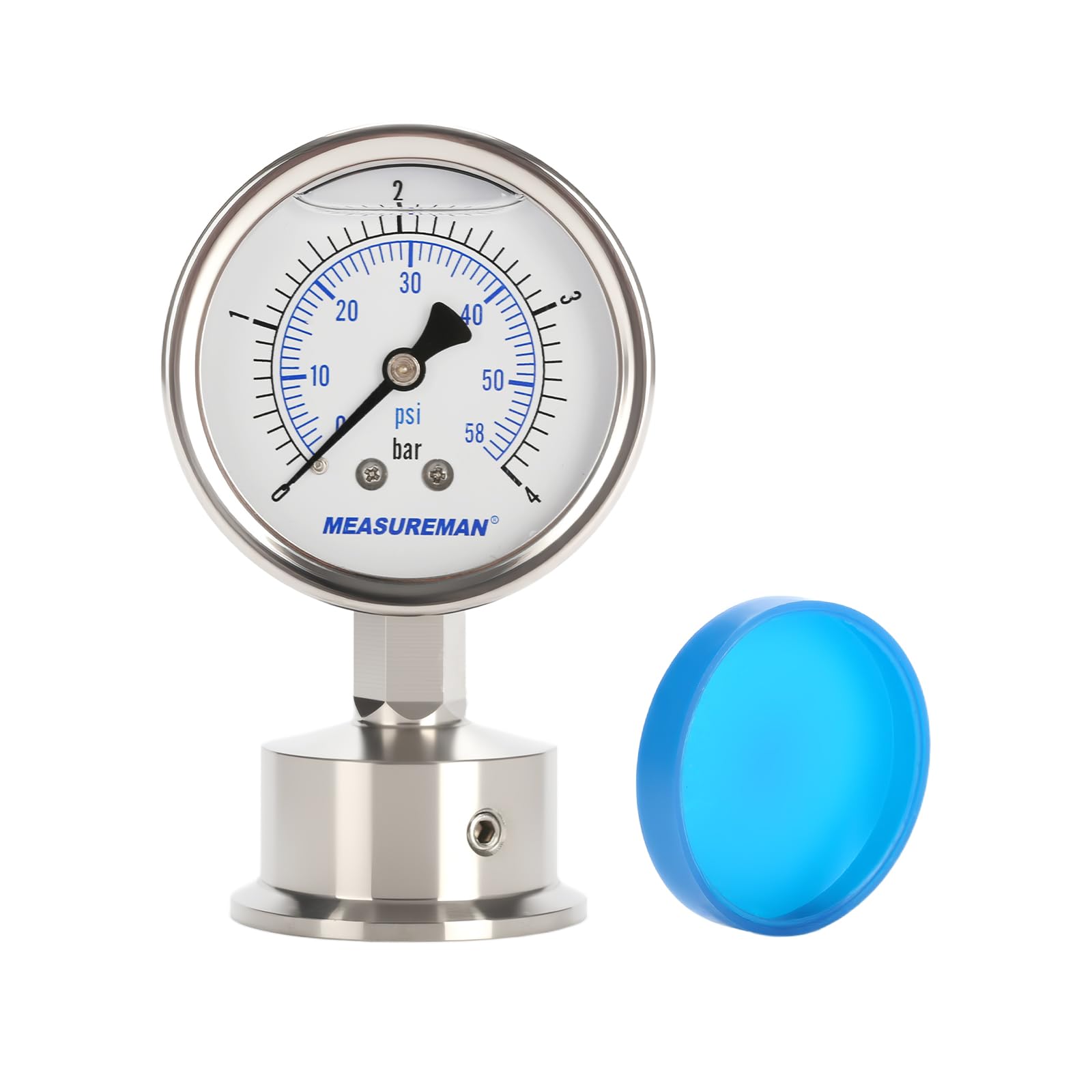 Hygienisches Manometer, glycerinbefüllt, 0-4bar/psi, Brauerei, Lebensmittel und Pharmabranche