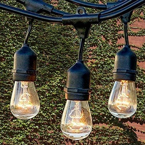 Pulchram Waterproof Commercial String Lights Heavy Duty Patio Light Indoor Outdoor Vintage Connectable Garden Light Set with E27 Sockets,Bulbs Not Included (9 Sockets,12M)
