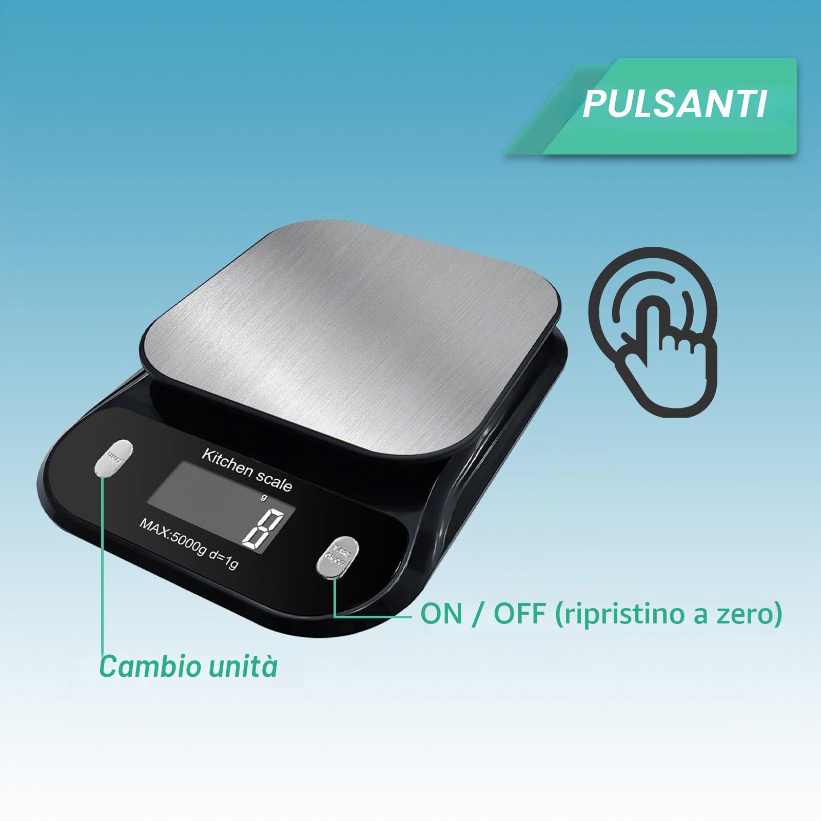 Talking - Bilancia da cucina digitale parlante, bilancia da cucina elettronica parlante, bilancia parlante per alimenti con ampio display LCD, bilancia per alimenti con piattaforma a disco in acciaio