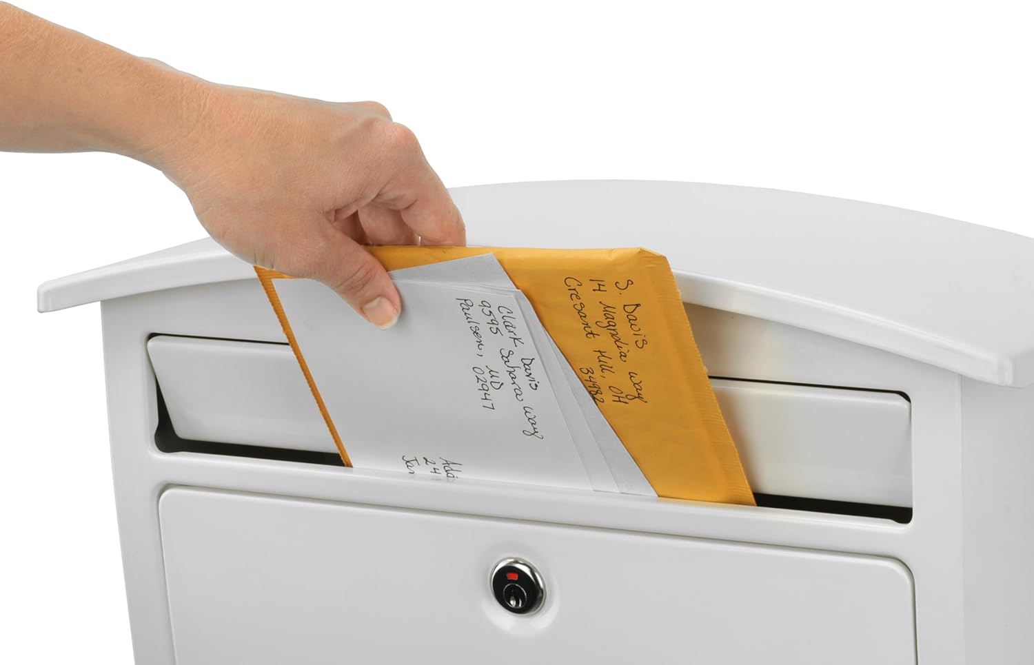 Architectural Mailboxes Dal Rae™ Locking, Wall-Mounted Mailbox for Outside, Metal Galvanized Steel Medium Mail Box with Lock and Key Drop Box, White