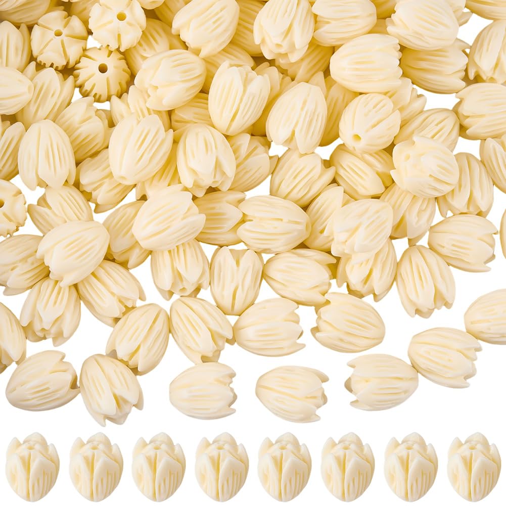 Perles jasmin en vrac 100 pièces beige synthétique pour création de bijoux