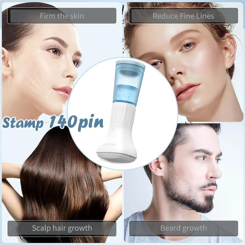 Image of S2 Upgraded Derma Stamp 140 | Adjustable Microneedle Serum Applicator with 10ml Refillable Bottle | Hydra Derma System for Enhanced Absorption & Skin Refresh | Face & Scalp Use.