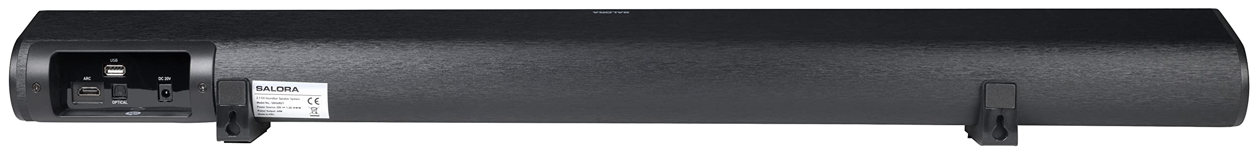 SALORA SBO680 Barra de Sonido Bluetooth para TV 2.1 Canales Bluetooth 5.0, Altavoces para Proyector y Pequeño, Subwoofer Integrado, Soundbar Home Cinema TV, HDMI ARC, USB, AUX, Indicadores LED