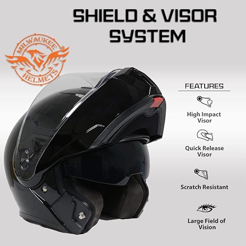 Miniatura 5 de Cascos Milwaukee Helmets Avanzados Modulares de Cara Completa para Motociclistas con Visera Desmontable