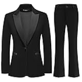Women's Velvet Suit 2 Piece Set Satin Peaked Lapel Blazer Outfits for Women Wedding Party Business