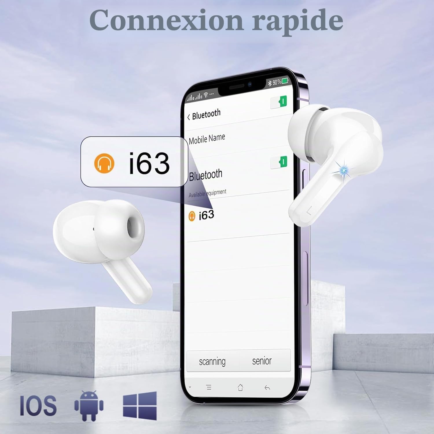 Écouteurs Bluetooth Sans Fil, 2026 Casque Bluetooth Micro Anti-Bruit, Ecouteur sans fil Stéréo Hi-Fi, 48H Oreillette Bluetooth Contrôle Tactile, Bluetooth 5.4, Étanche IP7 Sport Pour iOS/Android