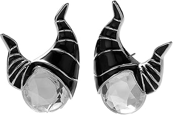 Evil Queen Fairy Sleep Beauty Horns Rhinestone Stud Earrings