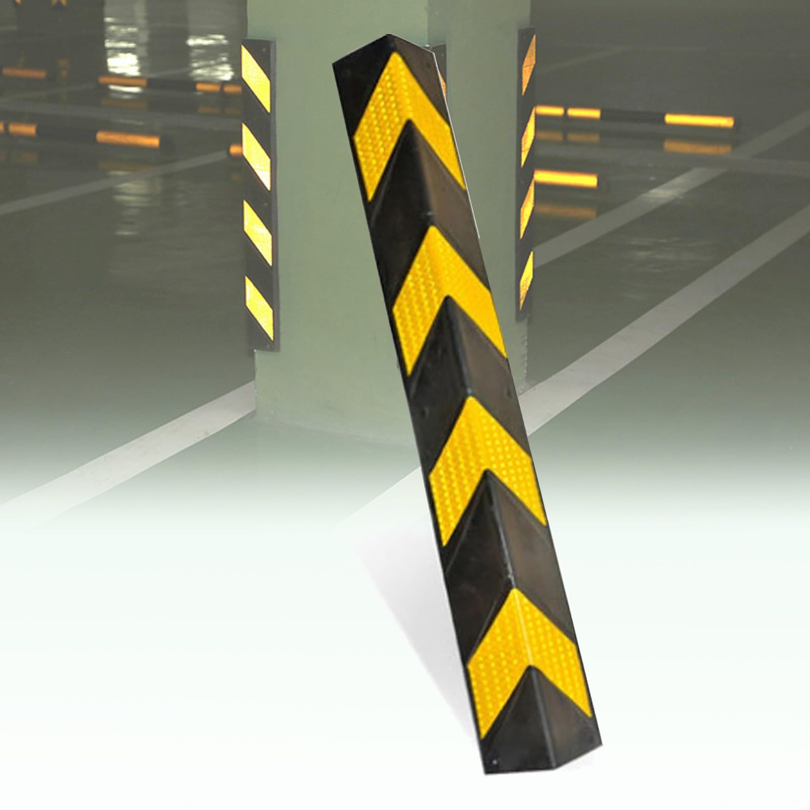 Paraspigoli per Colonna Garage, Proteggi Auto e Muri, in Gomma PVC Flessibile, Protezione per paraurti e Anti-graffio, Protezione per Angoli ad Alta visibilità(60cm)