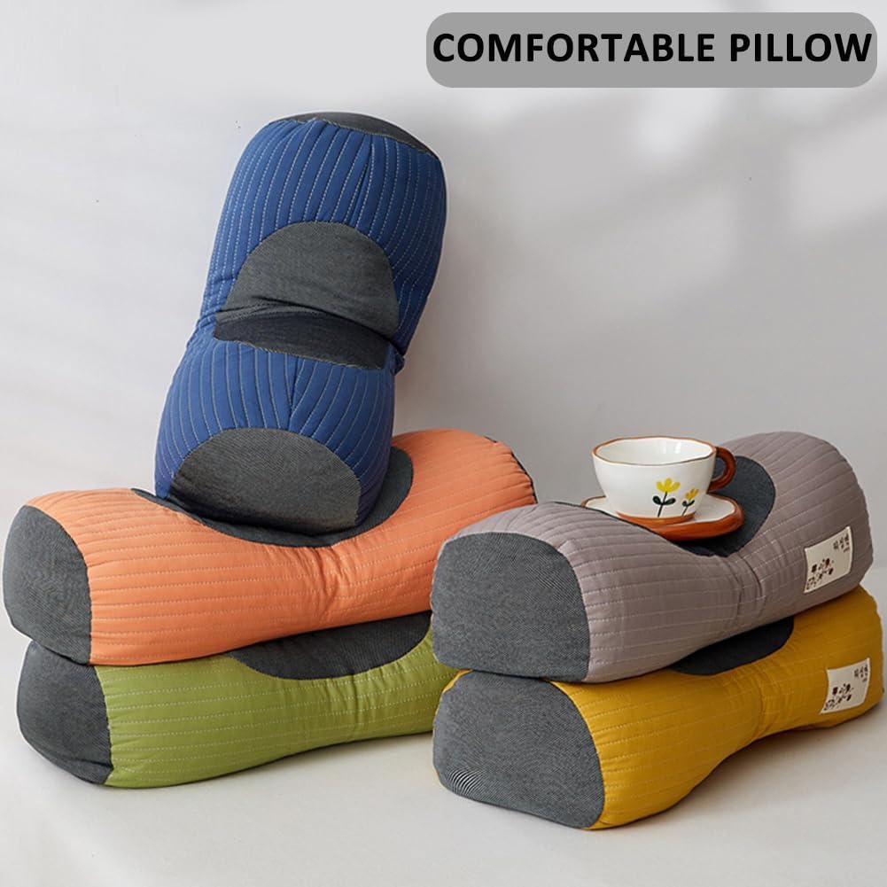 Almohadas de trigo sarraceno con funda extraíble, almohada cervical para dormir con forma de cáscara cervical para apoyo firme, almohadas cilíndricas para dormir de lado, espalda, cuidado de la
