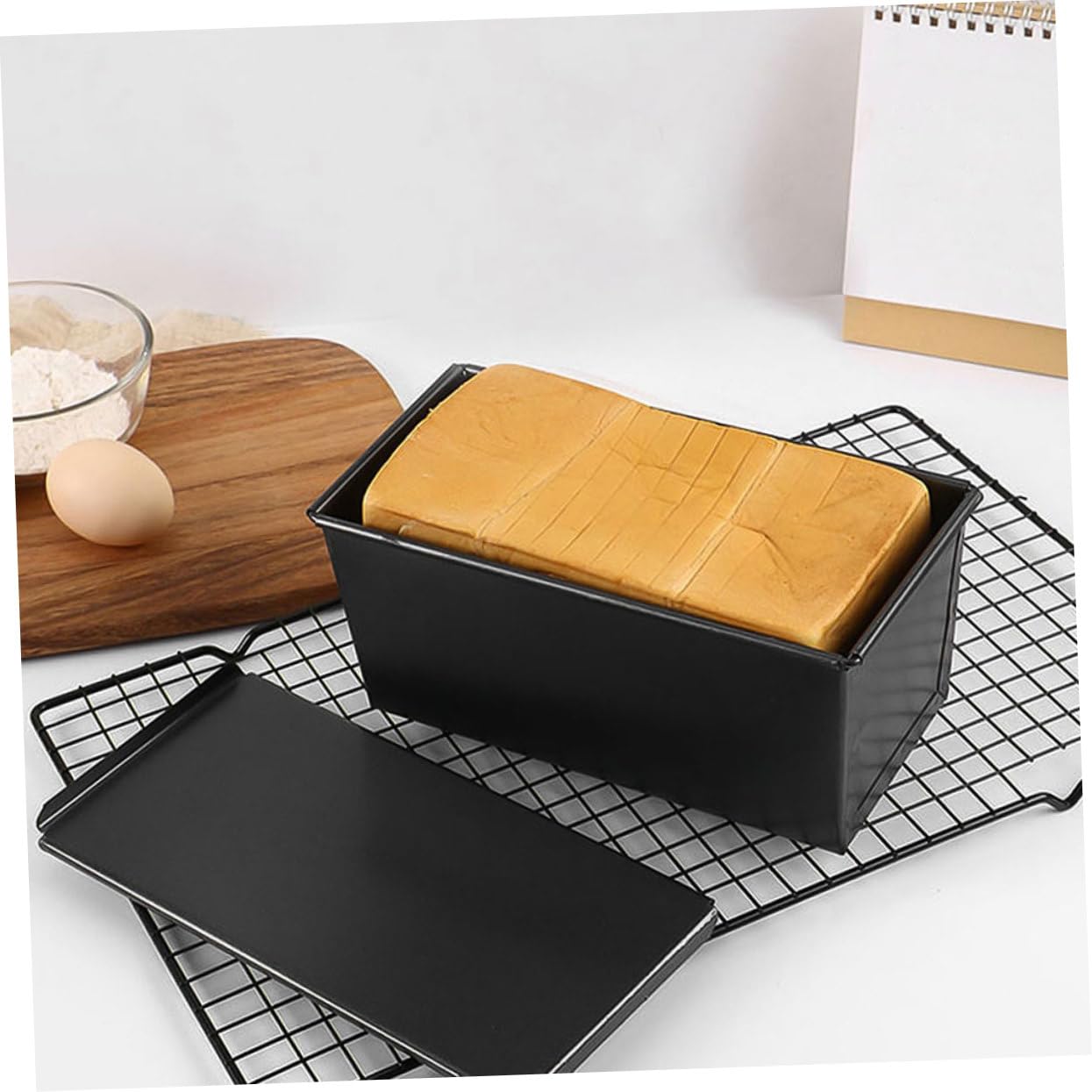 ABOOFAN 4 Stück Toastform toastbrot backform brotform Toasterform Backform mit Deckel loaf pan Brotbackform wiederverwendbare Toastpfanne Toast-Backform Kastenform aus Metall Eisen Black