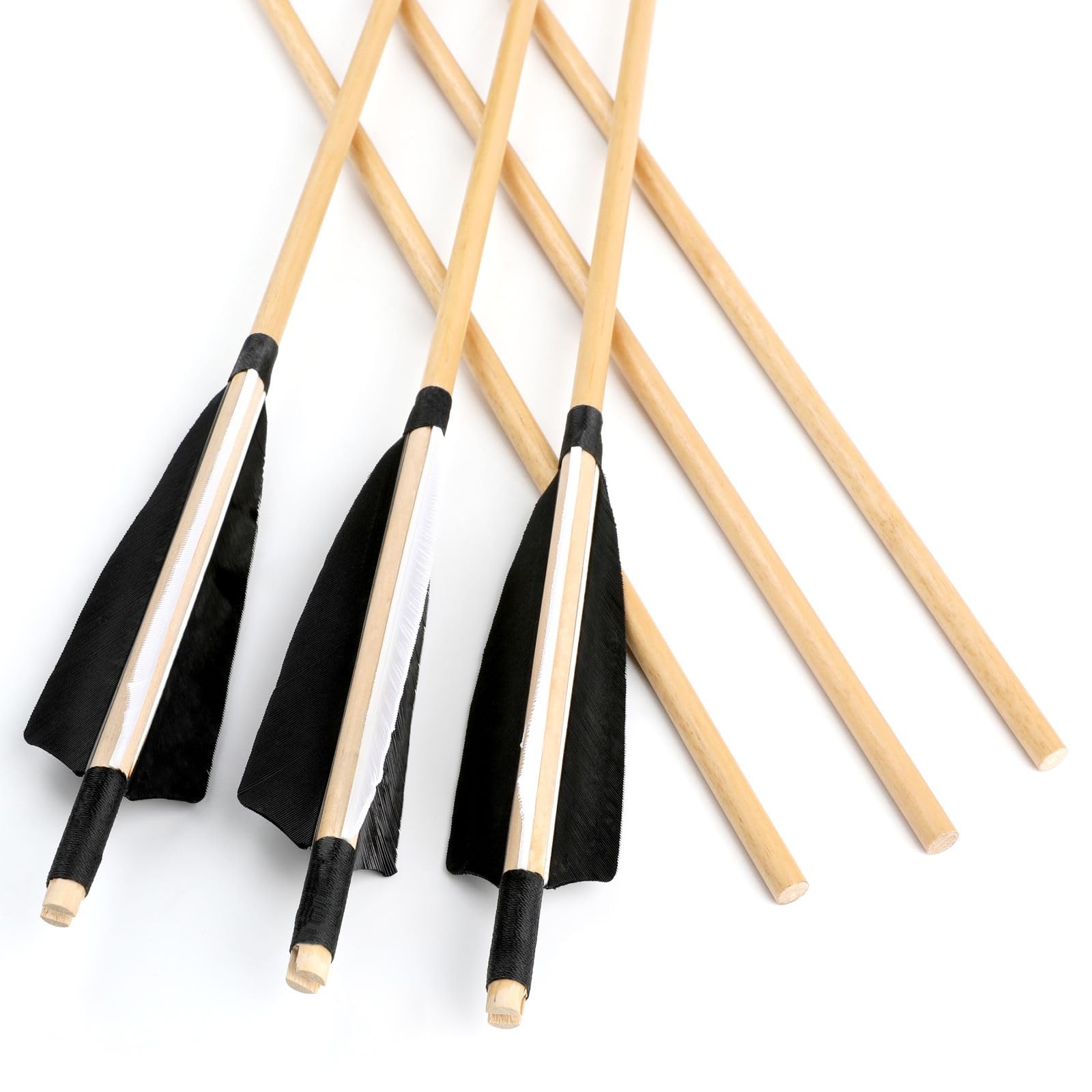 31" Frecce di Legno Tradizionali per Il tiro con L'Arco Frecce da Caccia Frecce di tiro di Pratica Target Frecce di Legno con 5 "piuma di Tacchino Fletching per Longbow Recurve Bow Arco Tradizionale