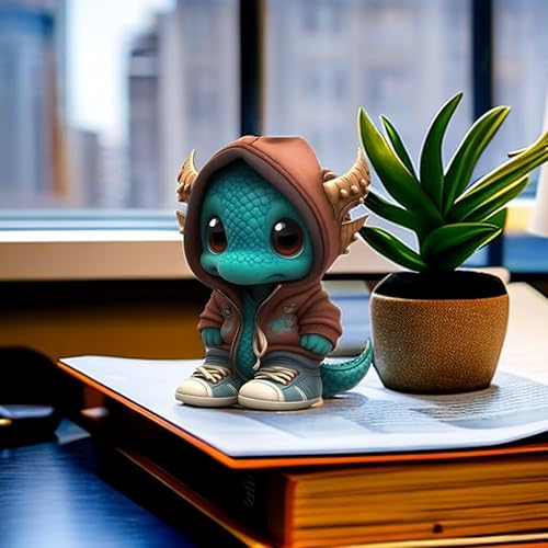 Miniatura 3 de Figuras de dragón geniales, figuras de dragón de dibujos animados, divertidas y lindas figuras de resina, mini escritorio para el hogar, oficina,