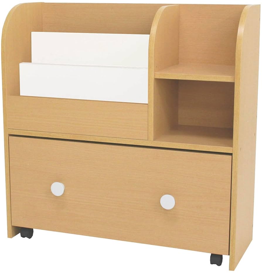 【新品】おもちゃ棚　80cm幅 幅80cm］ 絵本棚 おもちゃ箱1個付き 4段 ディスプレイ 完成品