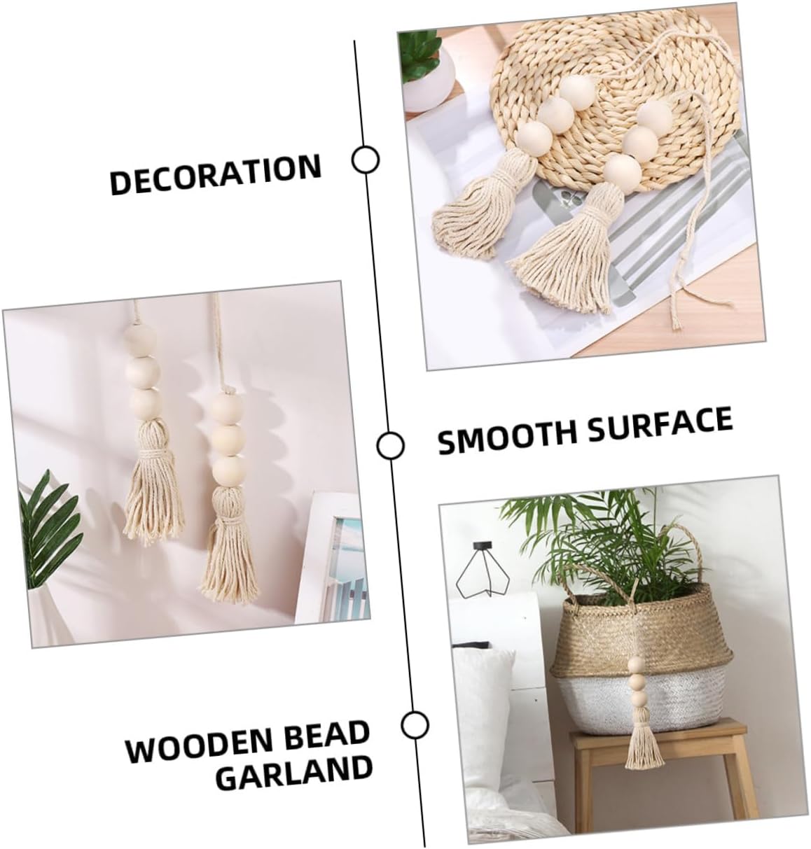 Cabilock 16pcs Chunky Bead Hanging Decor Beaded Tassel Decorations for Ceiling Wood Bead Wall Hanging Ornament