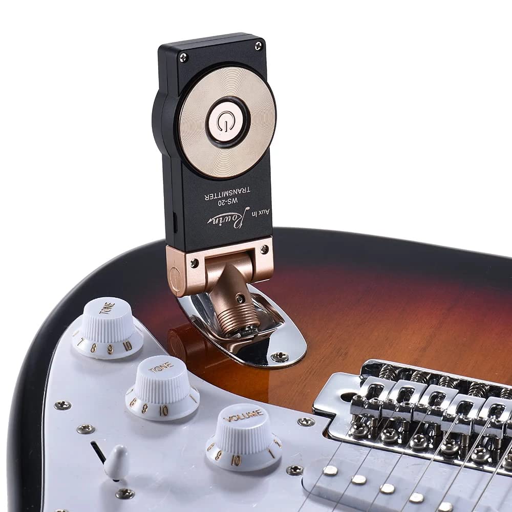 Btuty Bezprzewodowy nadajnik 2,4 G, zestaw odbiornika, ładowalna gitara elektryczna, zasięg transmisji 30 metrów z kablem USB do ładowania