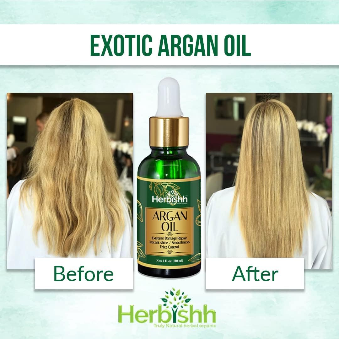 Herbishh Argan Oil Deep Condition Treatment for Hair Frizz Control & Damage Repair 30ml - Image 5