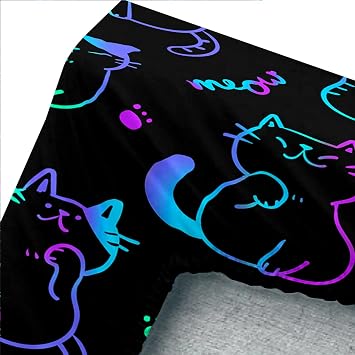 3D Neon Cat Sheets Twin Size Bed Set,1 Fitted Sheet+2 Pillowcases.