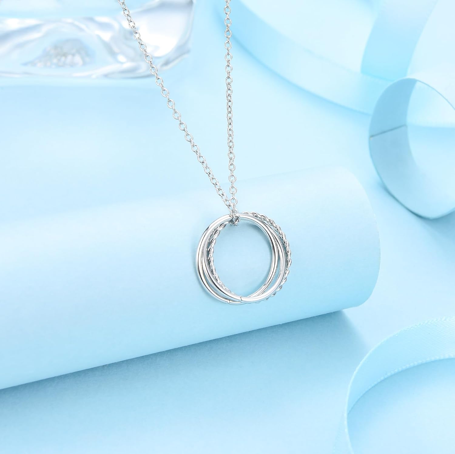 USEEDOVIA 30th 40th 50th 60th 70th Birthday Gifts for Women, 925 Sterling Silver Circle 3 4 5 6 7 Decades Birthday Necklace Birthday Jewelry Gift for Her Mom Friend Daughter Sister Lover Family - Image 7