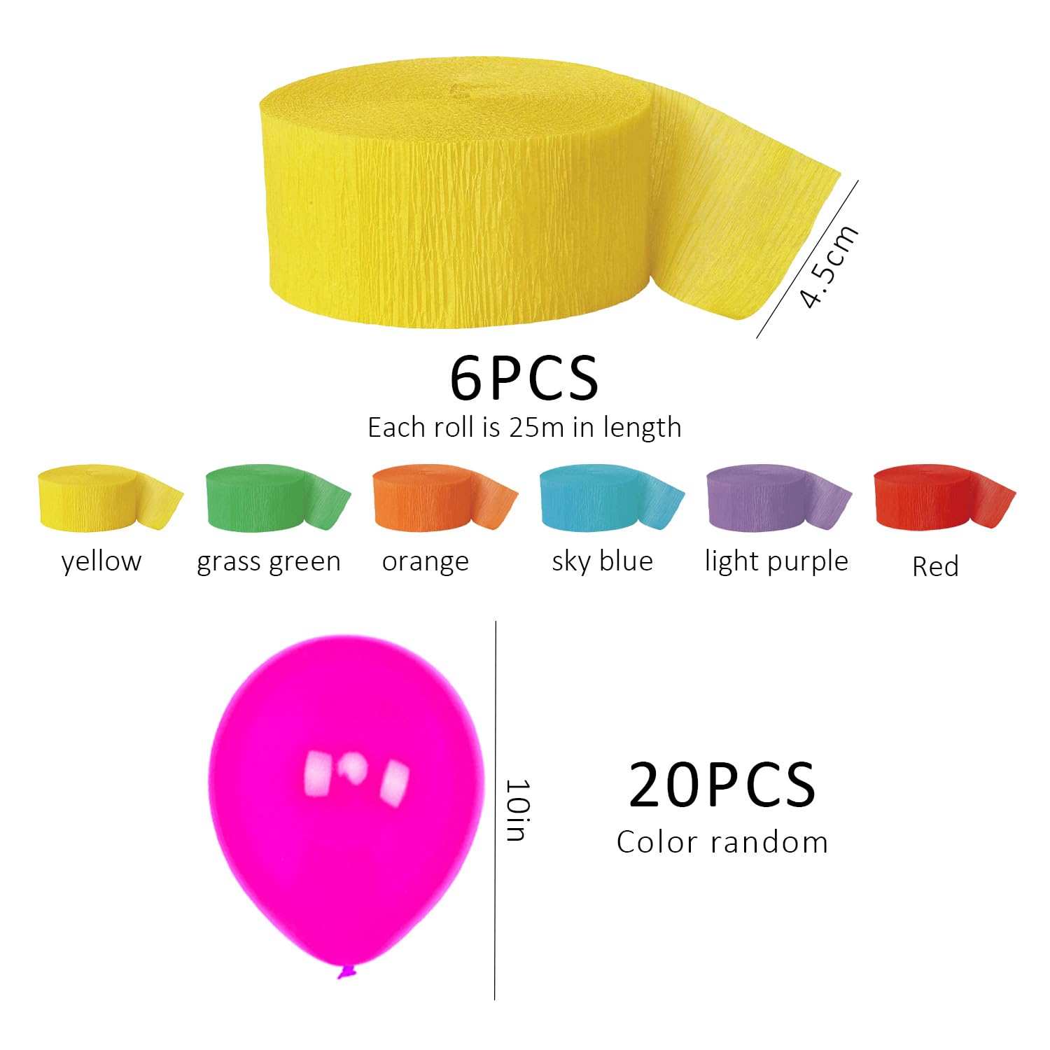 Ghirlanda Di Carta Crespa Per Feste, 6 Pezzi Pastello Arcobaleno, Lunghezza 22 M, Larghezza 4,5 Cm, Biodegradabile - 5
