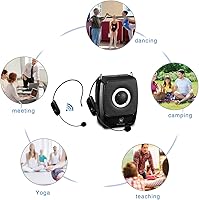 Vista 8 de WinBridge Amplificador de voz con dos micrófonos inalámbricos para auriculares, sistema PA portátil de 25 W, altavoz Bluetooth y micrófono