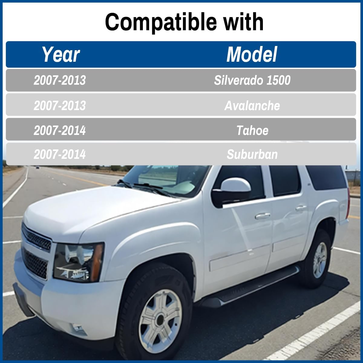 Wheel Center Cap for Chevy Chevrolet 2007-2013 Silverado Suburban Tahoe Avalanche 1500 5 Spoke 18 and 20 in Wheel Rim Hubcap, 4 PC, Silver, 9597991, 9595989, 69574125, 9596343