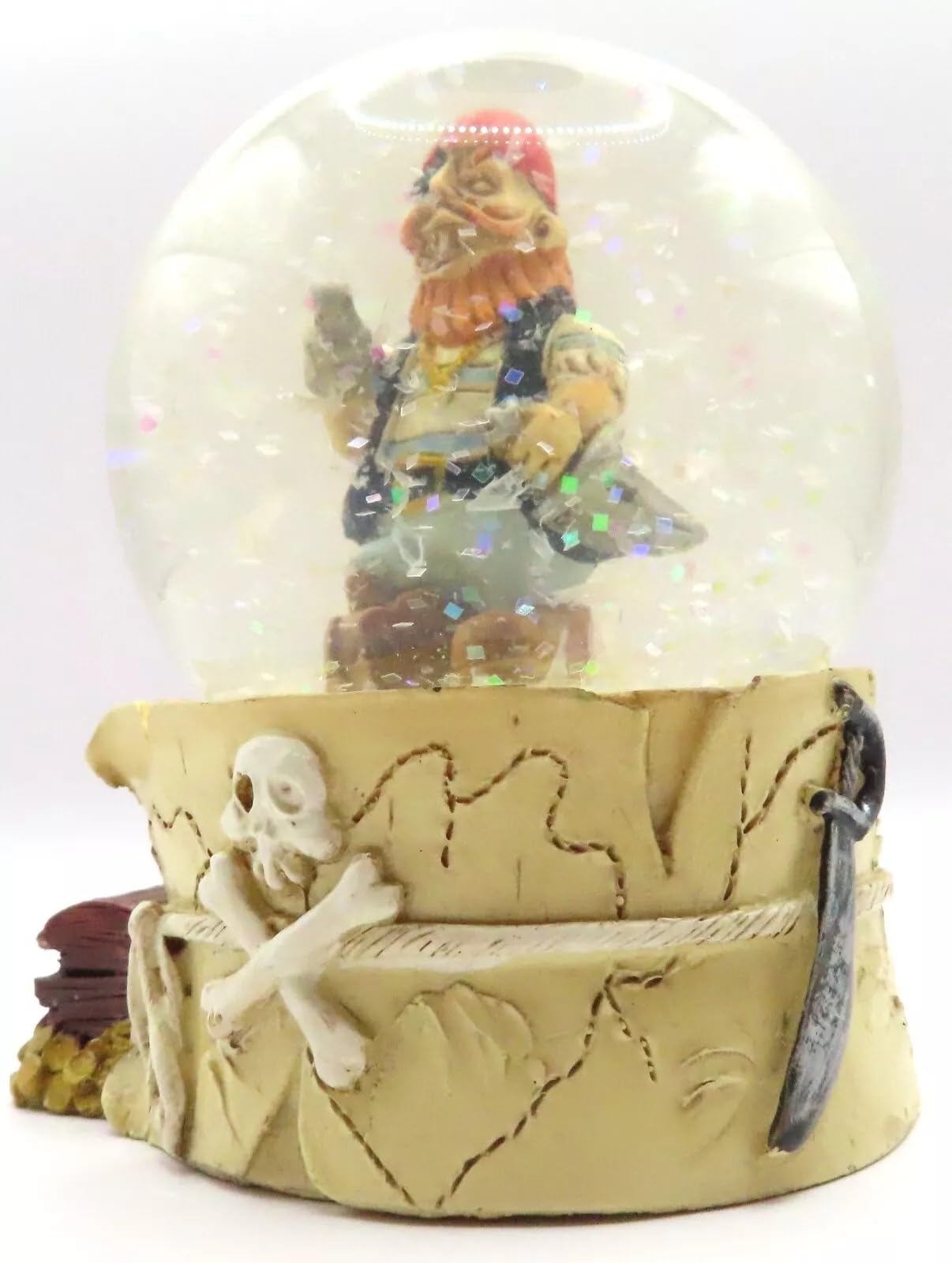 Pirate Snow Globe with Black Coat and Cutlass 8.5 CM Shabby Chic Gift Treasure