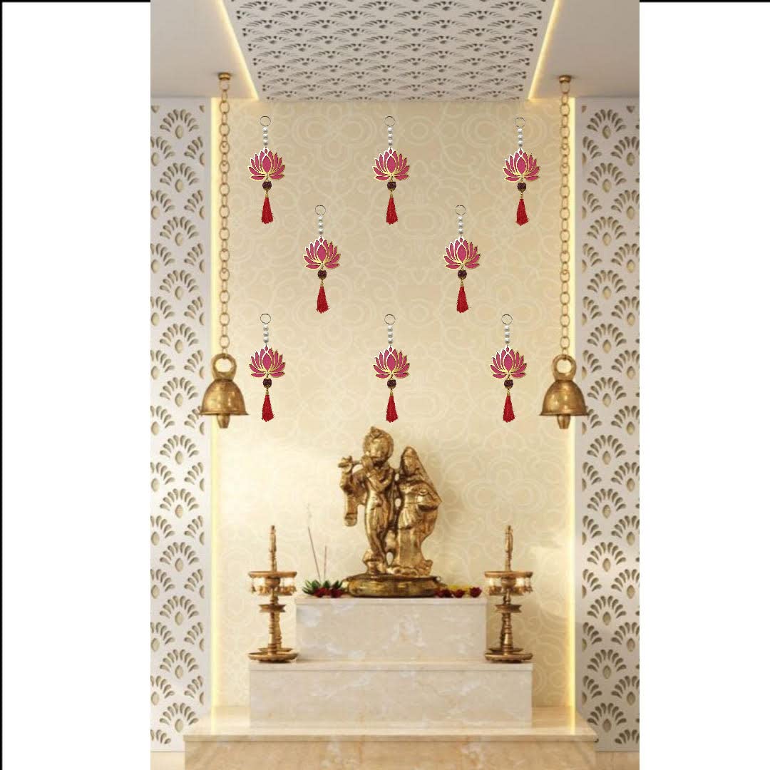 HEGIENES DECOR'S Lotus Floral Wall Hangings Temple Décor - Pack of 8 | Home & Office Pooja Room Decoration Item | Elegant...